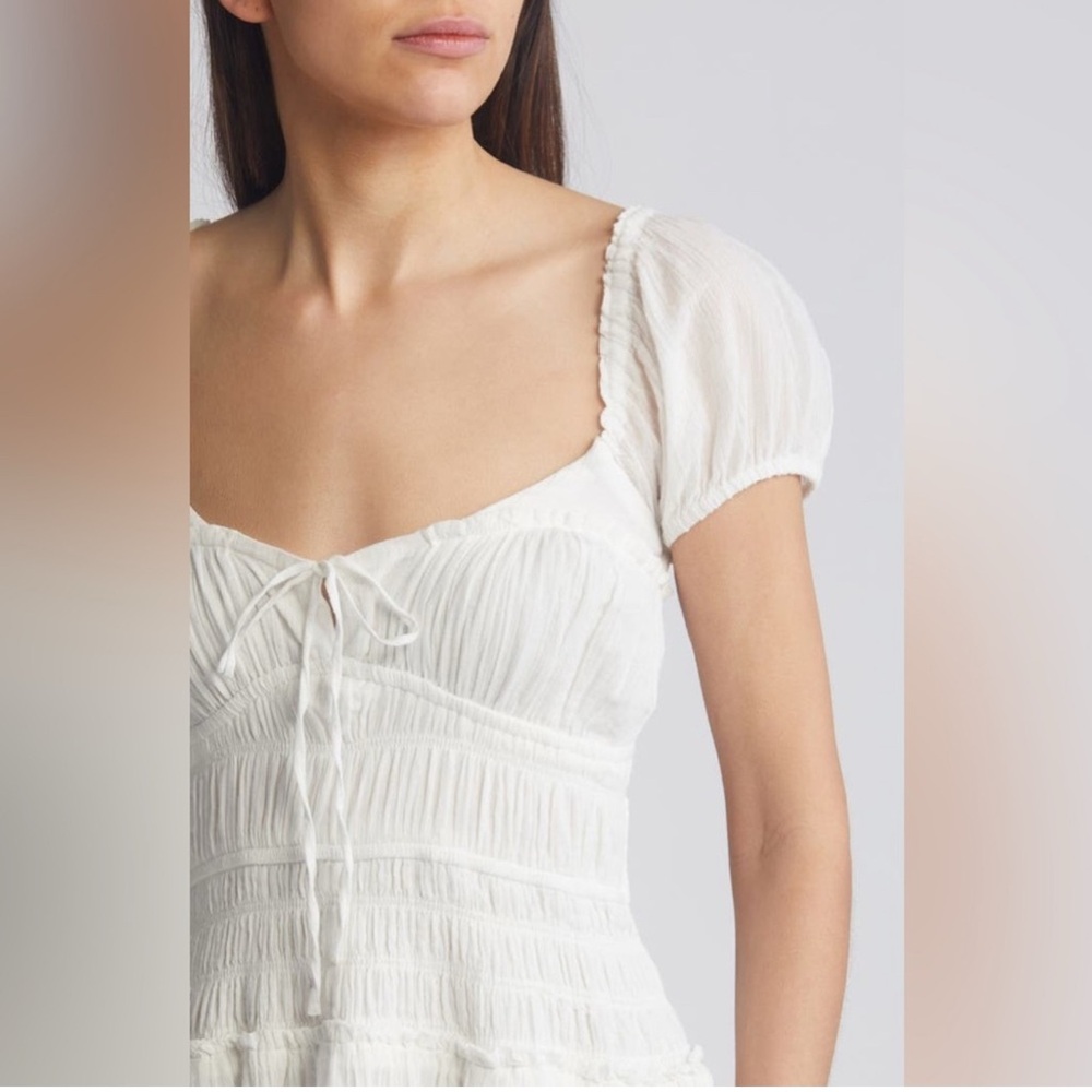 FREE PEOPLE Short Sleeve Sundrenched Maxi Dress in Whisper White Size Medium - Picture 5 of 5